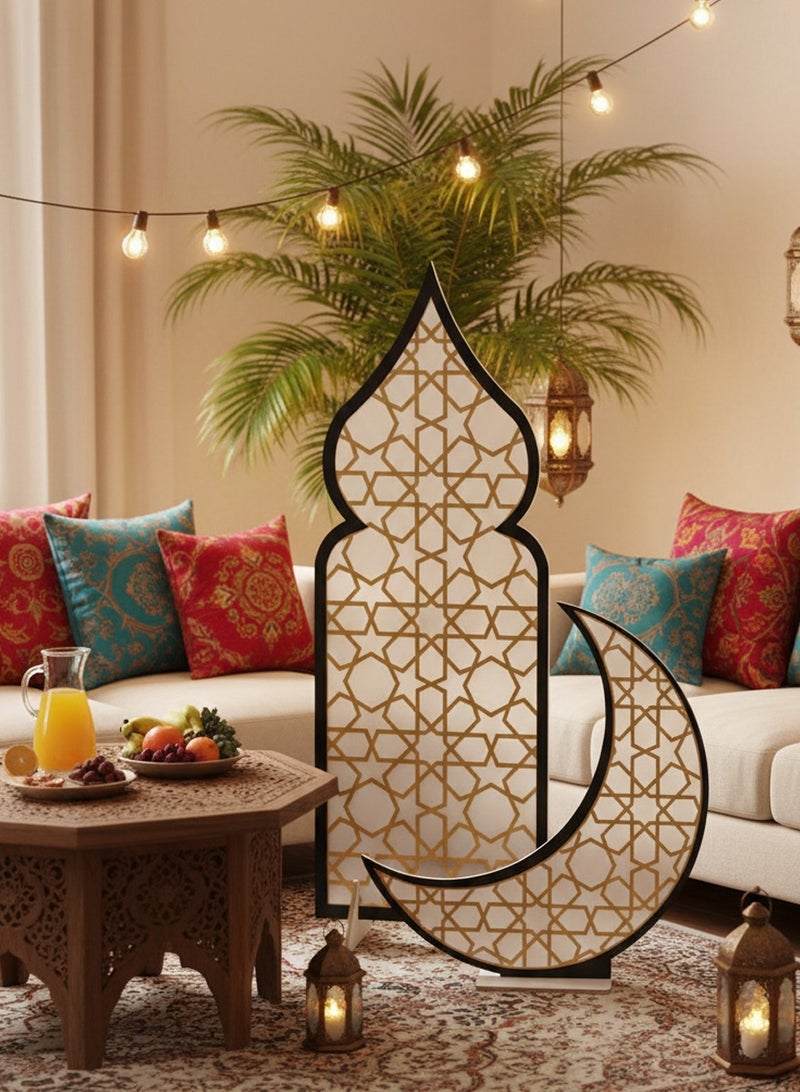 QUTOOB Home Decorations Moon & Stand - Ramadan Decor Ramadan Wallpapers - Ramadan & Eid Decorations - Decoration Art & Wall Paper Decoration Stand For Reception, for Welcoming , Cozy & Inviting Atmosphere - Image 2